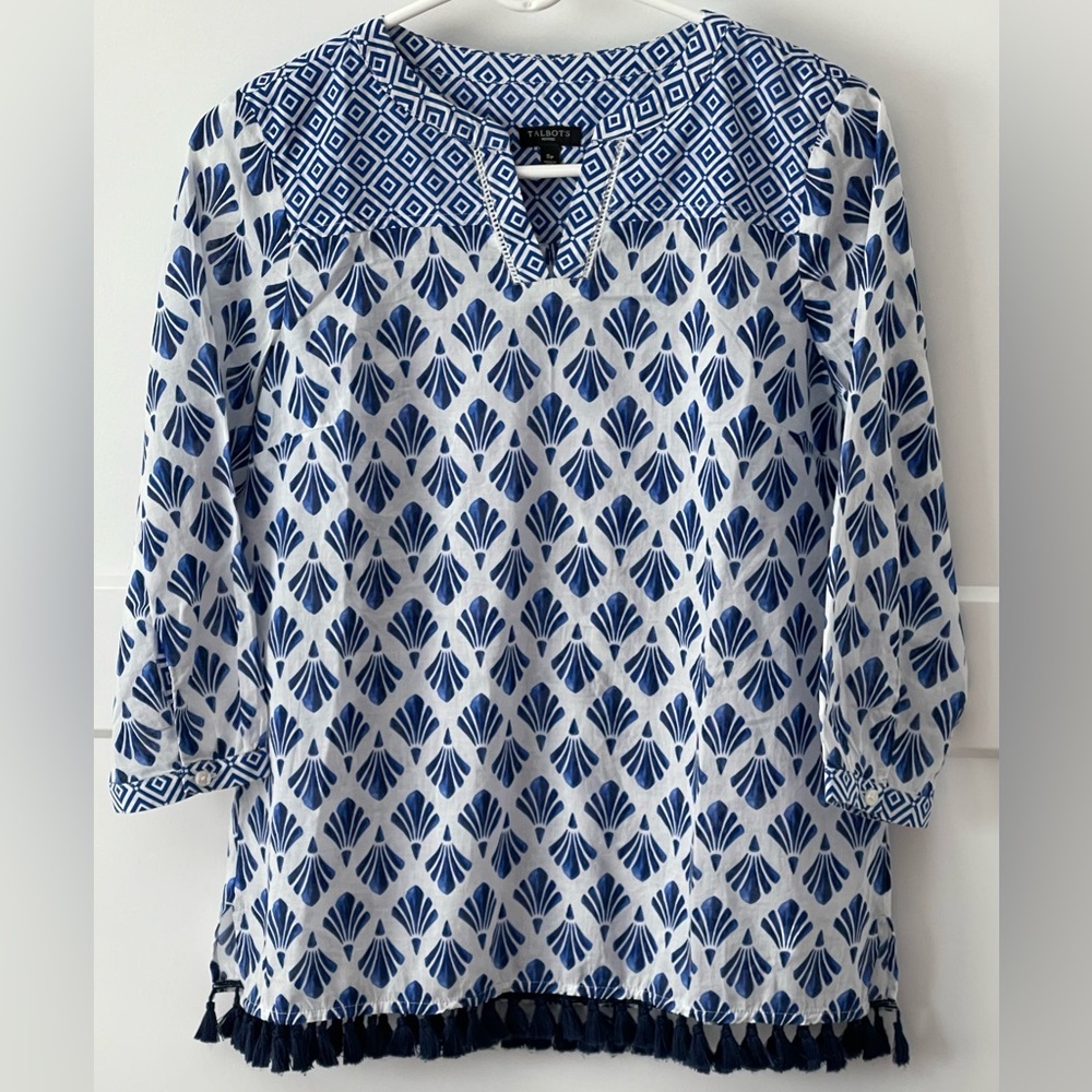 TALBOTS LIGHTWEIGHT MIXED PRINT PULLOVER, SP